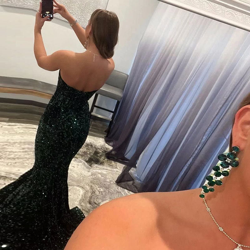 Le-Eva Sequin Evening Dresses For Women Formal  Long Prom Party Gowns