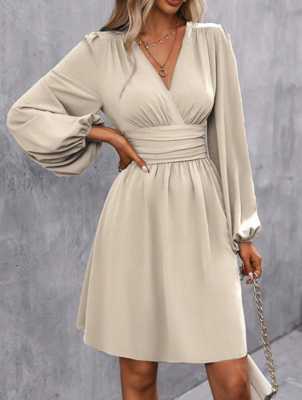 HIFOILEVA Lantern Sleeve Dress