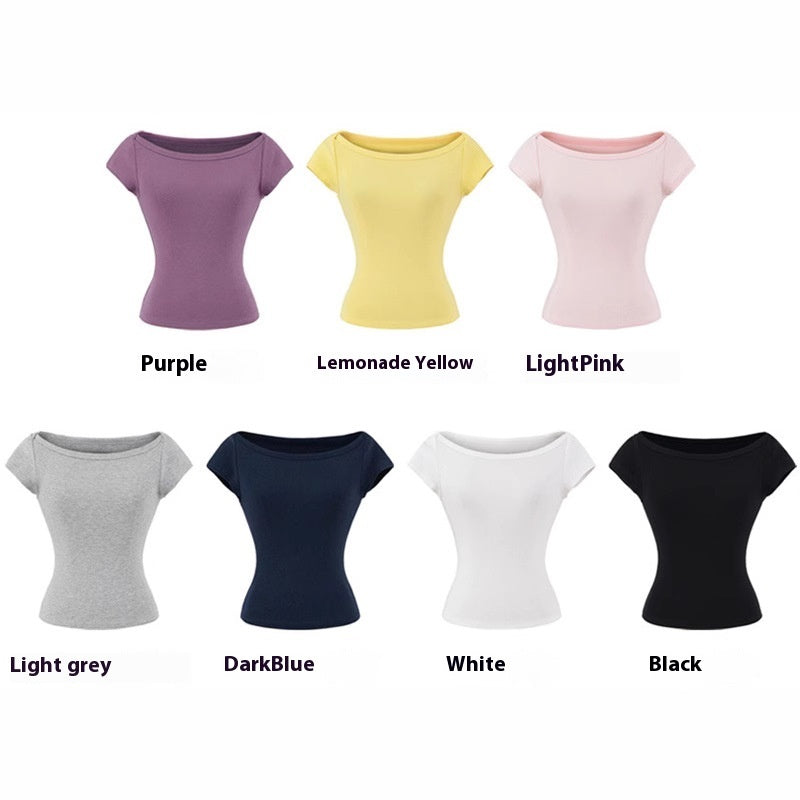 Boat Neck Short Sleeved T-shirt