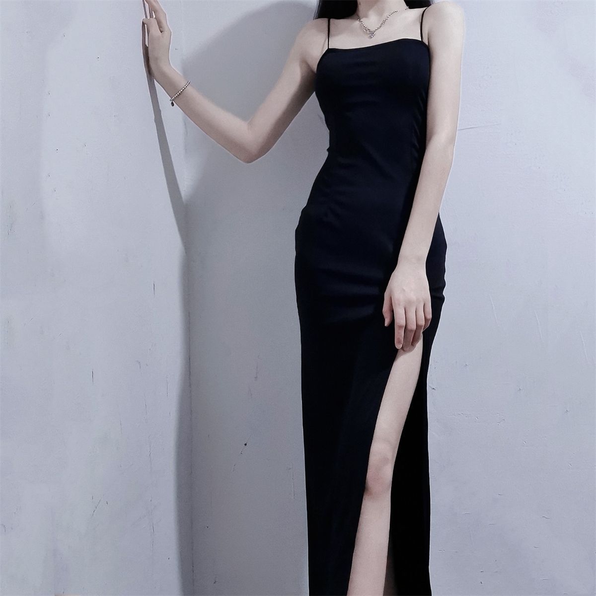 Slit Black Dress