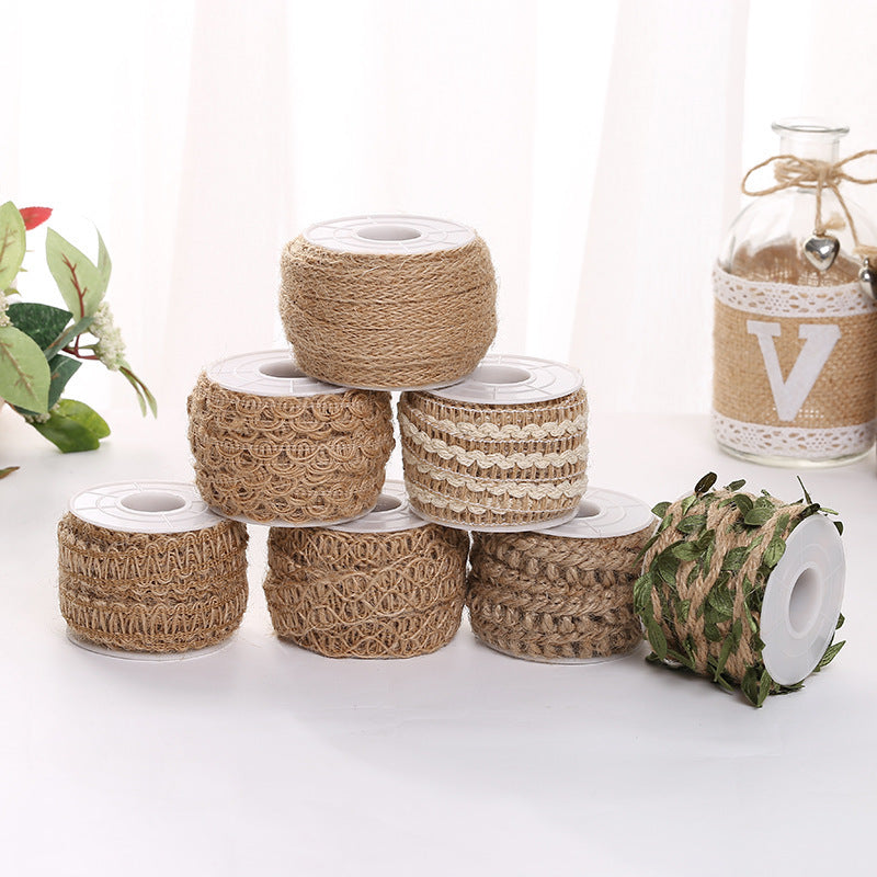 Handmade DIY Wedding Christmas Green Leaf Twine Decoration Multi-style Roll Lace Ribbon