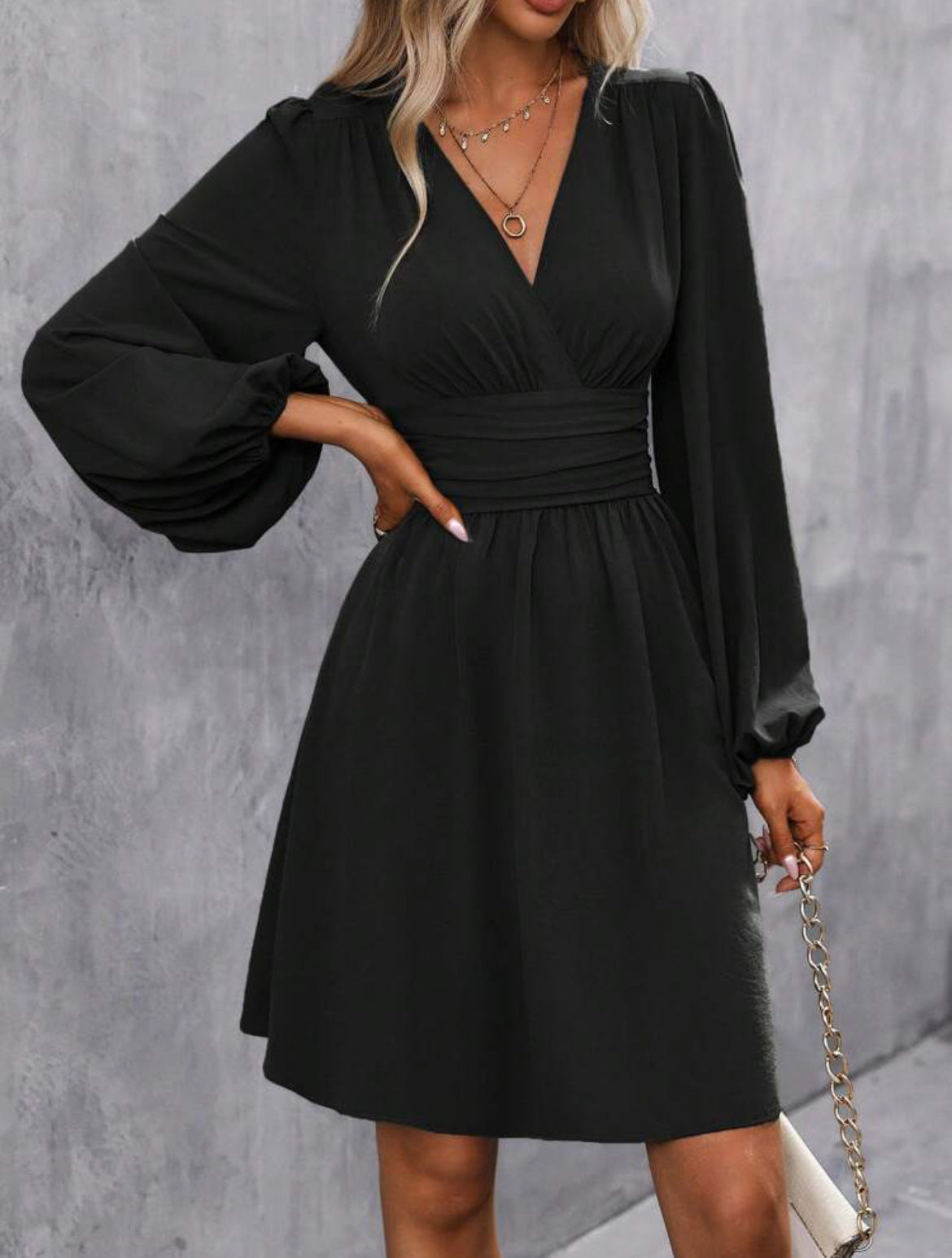 HIFOILEVA Lantern Sleeve Dress