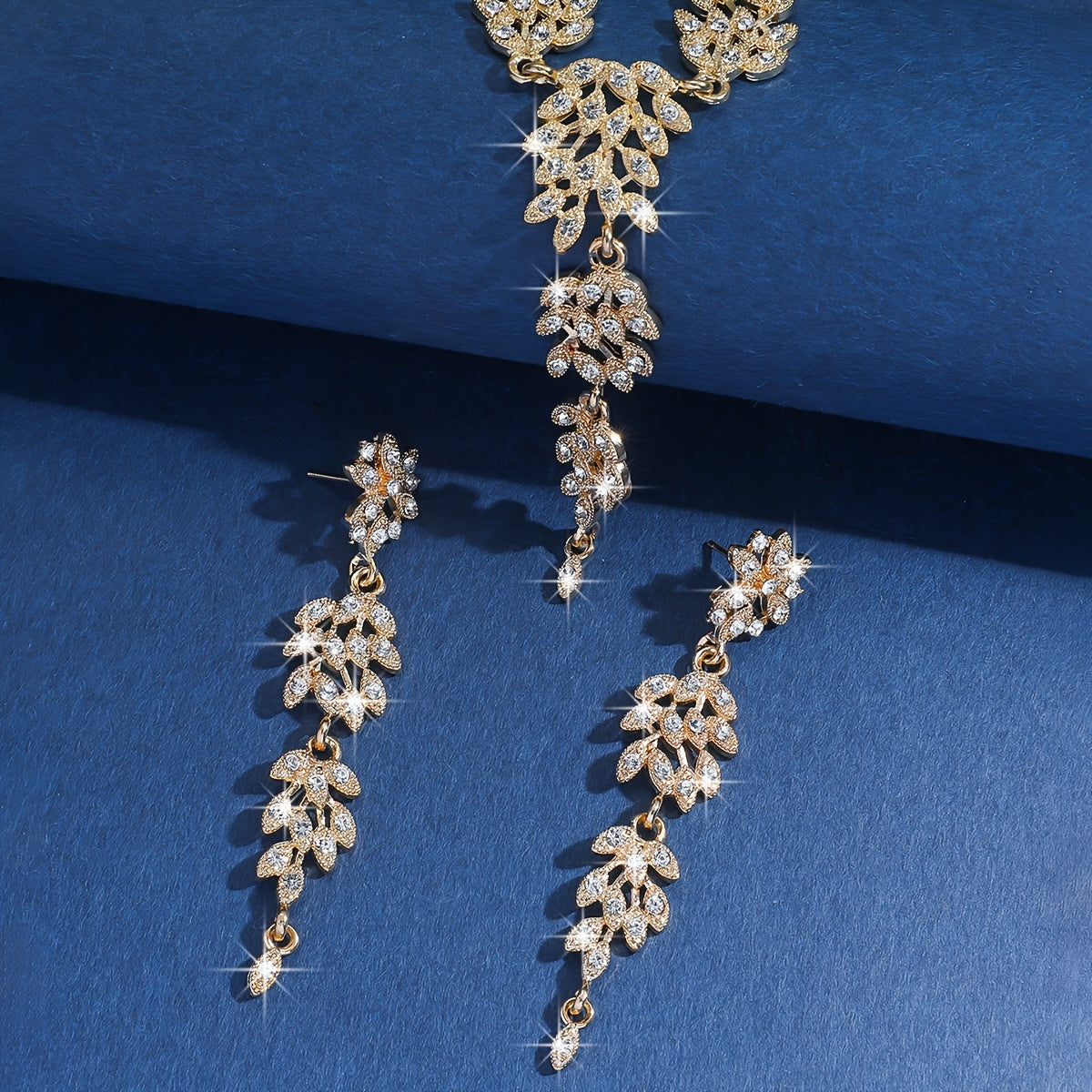 Elegant Floral 14K Gold plated Necklace and Earrings Set