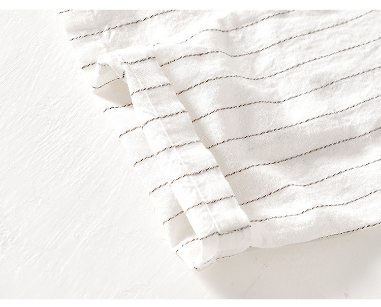 Summer Menswear Cotton Linen Stripes Pants Loose