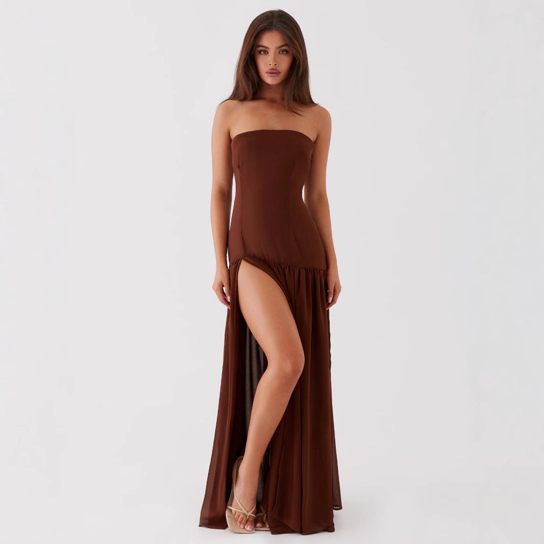 Women's Solid Color Sweet And Spicy Style Sexy Tube Top Dress