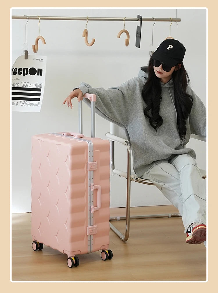 24/26/28 Inch Fashion Suitcase Large capacity Multifunctional Pull Rod Luggage 20 inch Charging Boarding Password Trolley Case