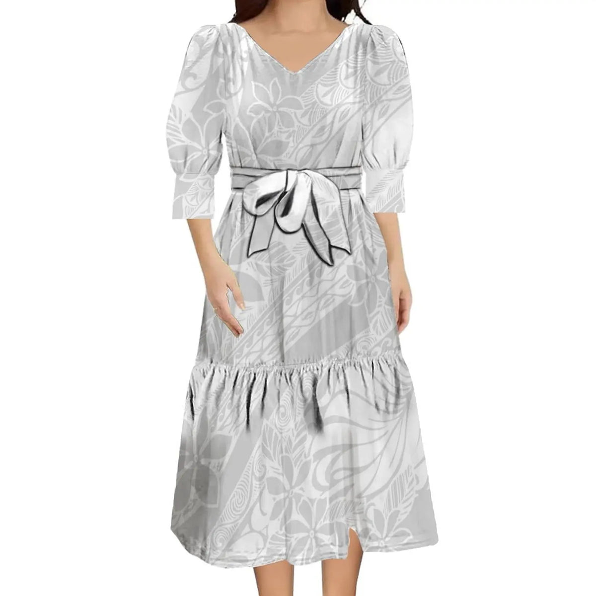 Beautiful White Puff Sleeve Dress