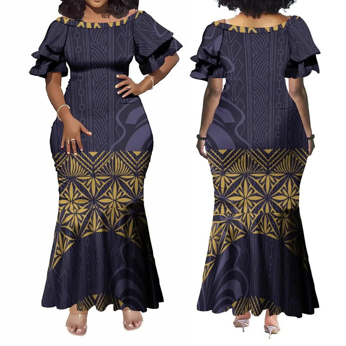 Fishtail Island Dress & Matching Hawaiian Men Shirt