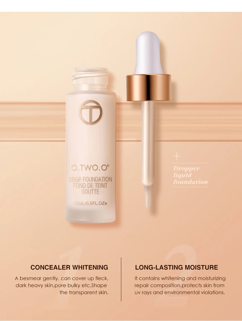 Liquid Foundation Oil Free Makeup Base Waterproof Full Coverage Concealer Lasting Liquid Face BB Cream Cosmetic