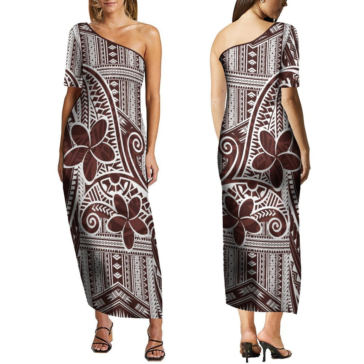 Off Shoulder Print Wrap Style Dress