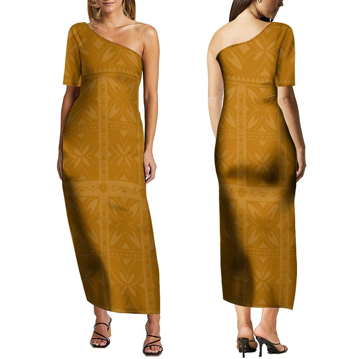 Off Shoulder Print Wrap Style Dress