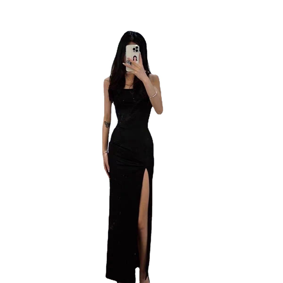 Slit Black Dress