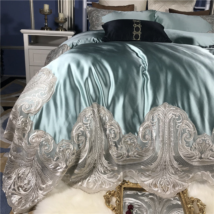 Cotton Four-piece Cotton Long-staple Cotton Bedding Lace Silk Cotton Quilt Cover