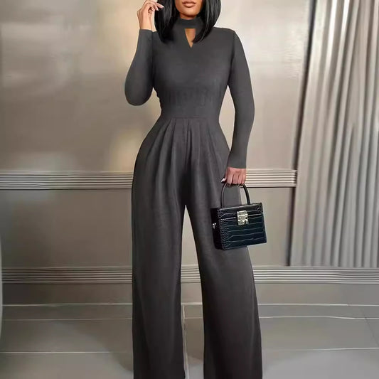 UASIMOA Jumpsuit Knitted Casual Pants Straight