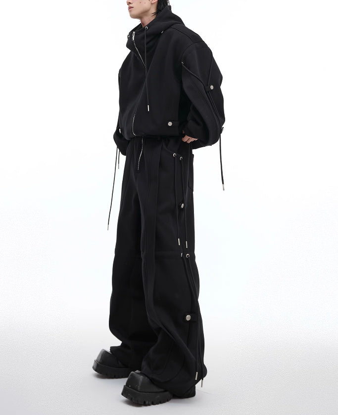 Three-dimensional Deconstruction Drawstring Design Loose Hooded Sweater Heavy High-grade Lazy Casual Suit