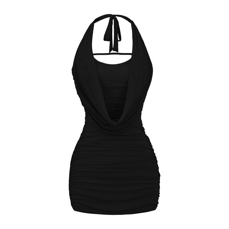 Mesh Halter Spaghetti Straps Dress Women