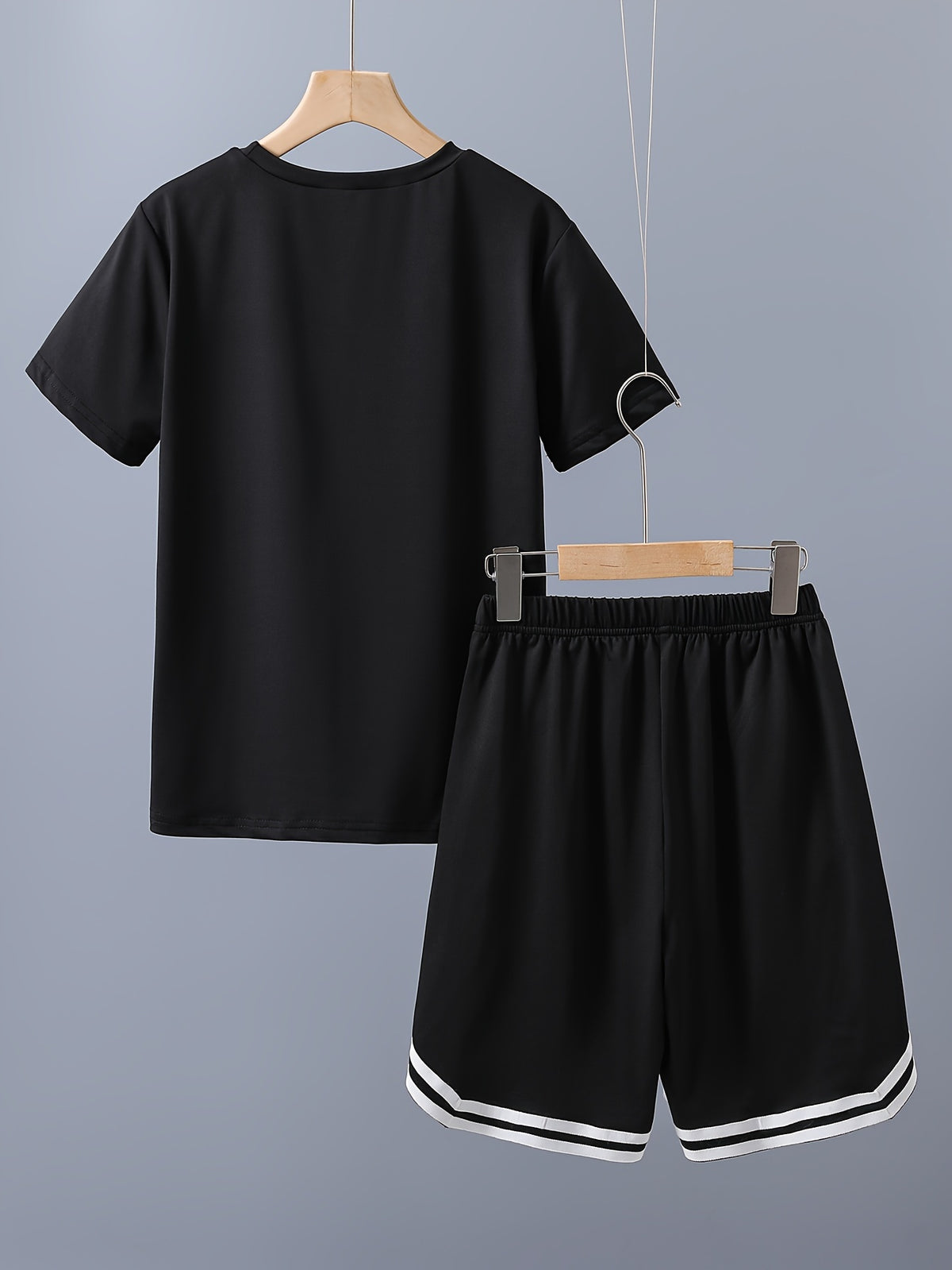 Random 1 Set - Boy's Fashion Co Ord Set With CHICAGO 23 Design Print, Comfy Short Sleeve T-shirt & Versatile Cozy Shorts Set, Ideal For Daily And Outdoor Wear